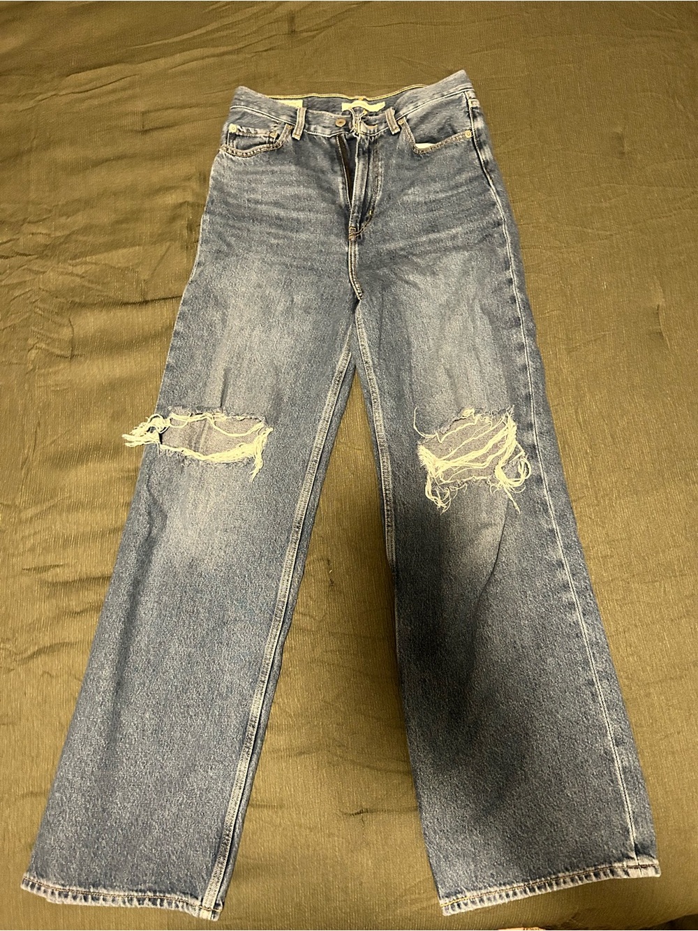Levi's Light Blue Distressed Wide-Leg Jeans